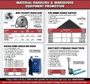Special pricing on Advance’s material-handling, warehouse equipment until July